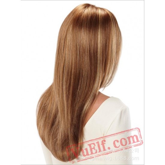 Mid Parting Long Straight Blond Wigs for Women