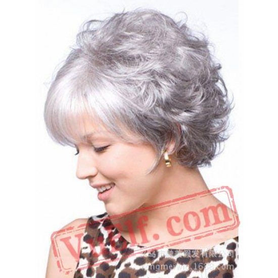 Short Sliver Curly Wigs for Women