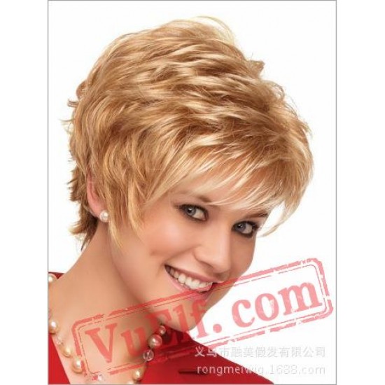 Short Curly Golden Wigs for Women