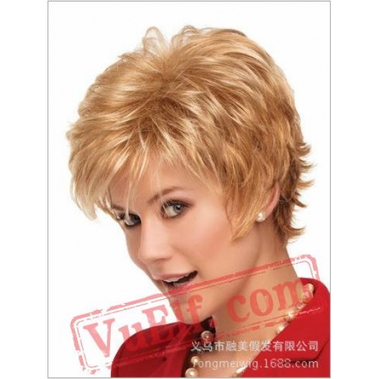 Short Curly Golden Wigs for Women