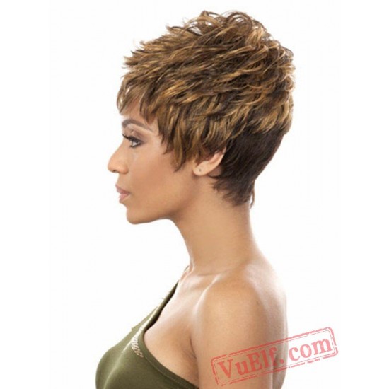 Yellow Short Curly Wigs for Women