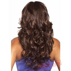 Long Curly Puffy Black & Brown Wigs for Women