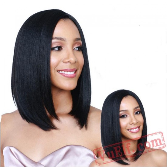 Long Black Mid Parting Wigs for Women