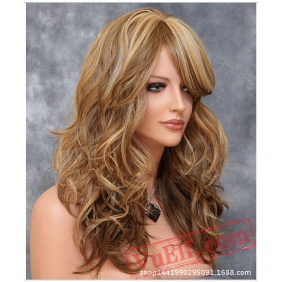 Long Brown Blonde Curly Wigs for Women