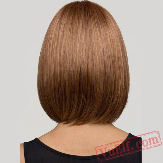 Mid Length Brown Straight BOBO Wigs for Women