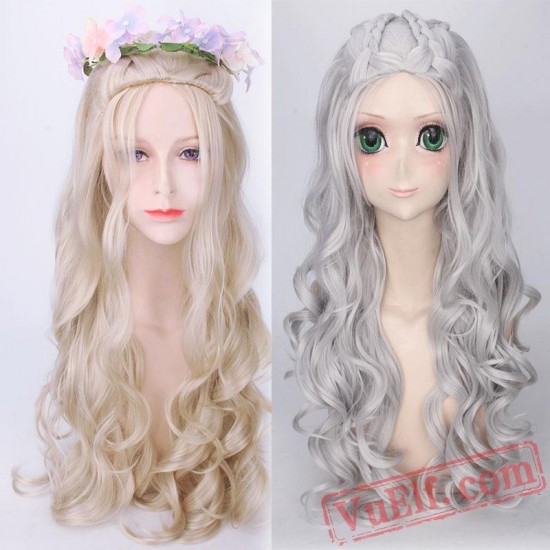 Cosplay Golden Long Curly Wigs Daenerys Targaryen for Women