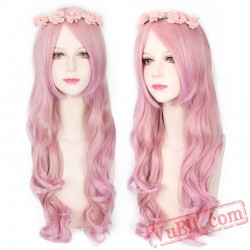 Long Curly Pink Wigs for Women