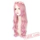 Long Curly Pink Wigs for Women