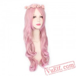 Long Curly Pink Wigs for Women
