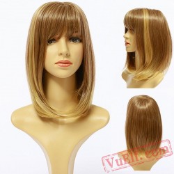 Golden Straight Short Wigs for Women