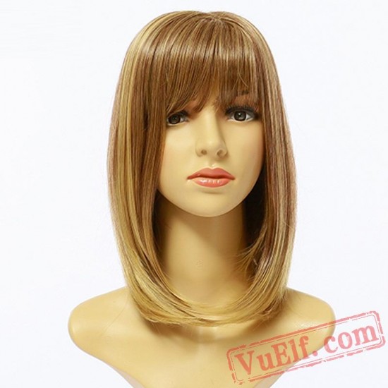 Golden Straight Short Wigs for Women