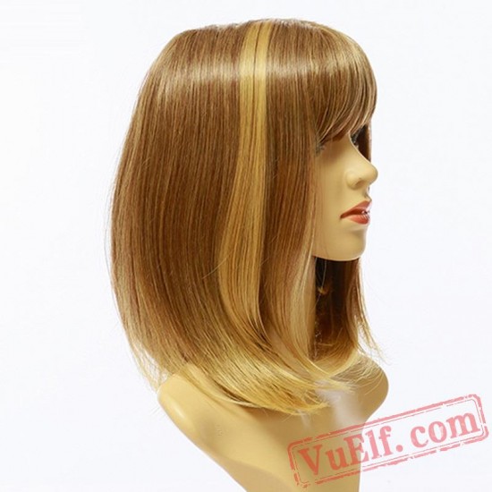 Golden Straight Short Wigs for Women