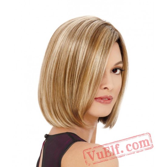 Mid Parting Brown Blonde BOBO Wigs for Women