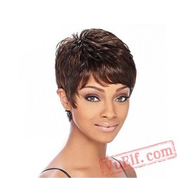 Black & Brown Short Mild Curly Wigs for Women