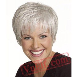 Short Puffy Curly White Wigs for Women