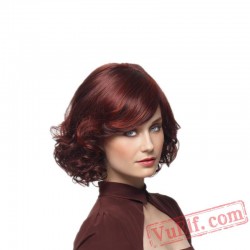 Mid Length Curly Purple Wigs for Women