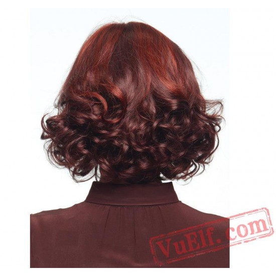 Mid Length Curly Purple Wigs for Women