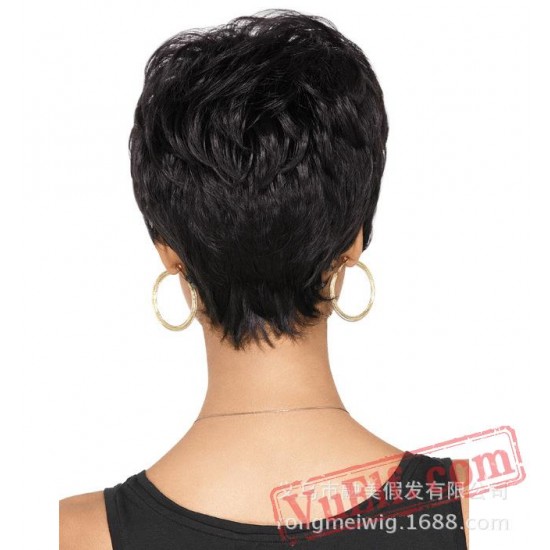 Short Puffy Black Curly Wigs for Women