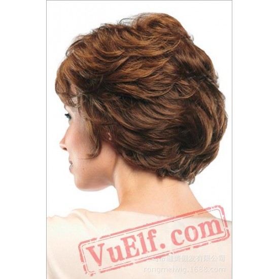 Short Puffy Brown Curly Wigs for Women