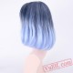 Mid-Length Curly Blue & Black Cosplay Wigs for Women