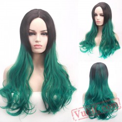 Green Long Curly Cosplay Wigs for Women