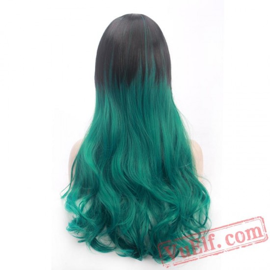 Green Long Curly Cosplay Wigs for Women