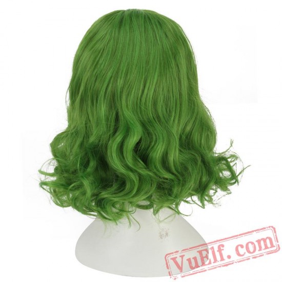 Short Curly Green Cosplay Wigs for Women
