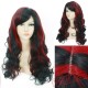 Black & Red Long Curly Wigs for Women