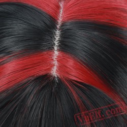 Black & Red Long Curly Wigs for Women
