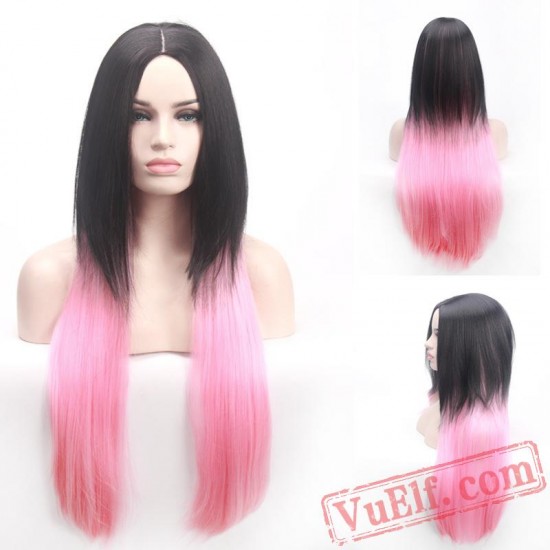 Colored Long Black Wigs for Women