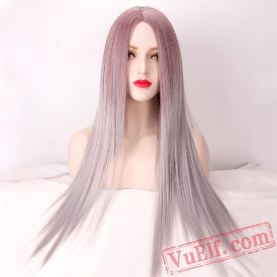 Brown Straight Long Cosplay Wigs for Women