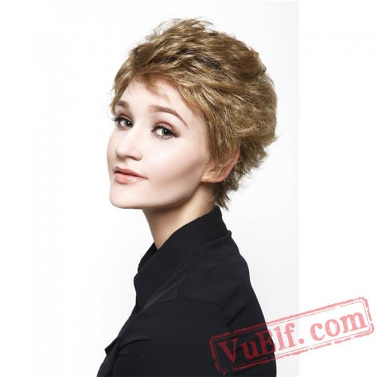 Gold Short Straight Cosplay Wigs for Women