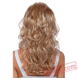 Long Curly Gold Wigs for Women