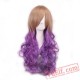 Peach & Purple Long Curly Wigs for Women