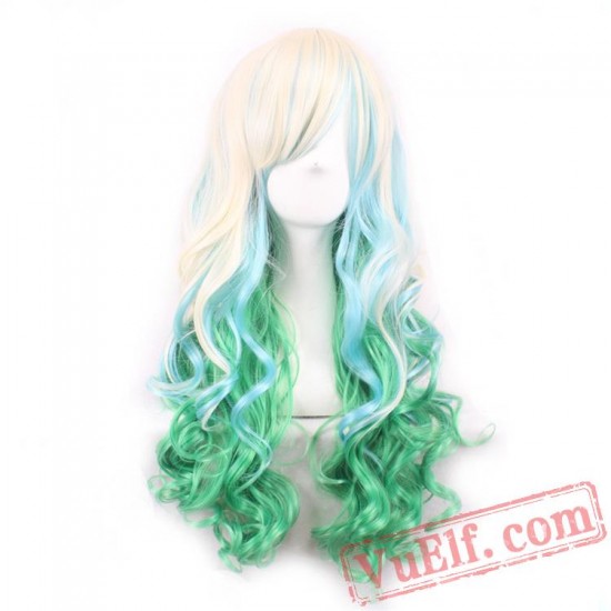 Gold & Green Cosplay Wigs for Women