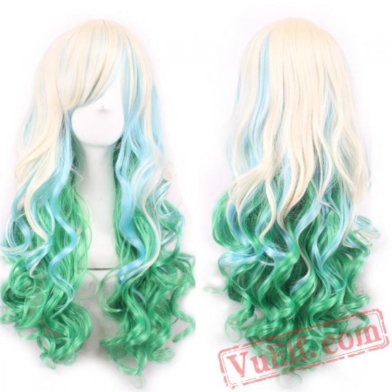 Gold & Green Cosplay Wigs for Women