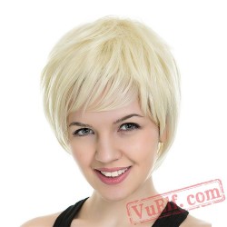 Gold Short Straight Wigs for Women