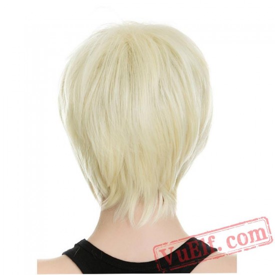 Gold Short Straight Wigs for Women