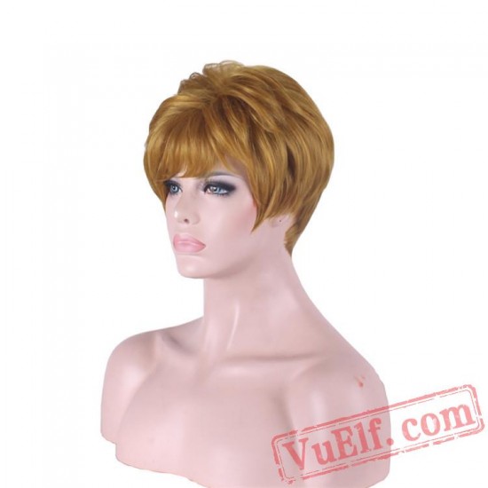 Fashion Puffy Gold Short Wigs for Women
