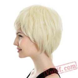 Gold Short Straight Wigs for Women