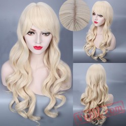 Gold Long Curly Cosplay Wigs for Women