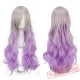 Long Curly Sliver & Purple Cosplay Wigs for Women