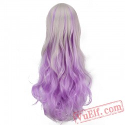 Long Curly Sliver & Purple Cosplay Wigs for Women