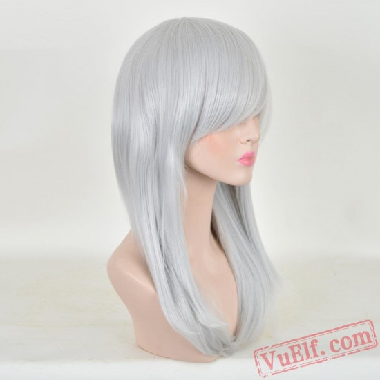 Long Straight Sliver Wigs for Women