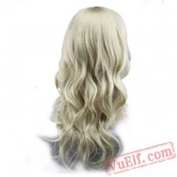 Gold Long Curly Cosplay Wigs for Women