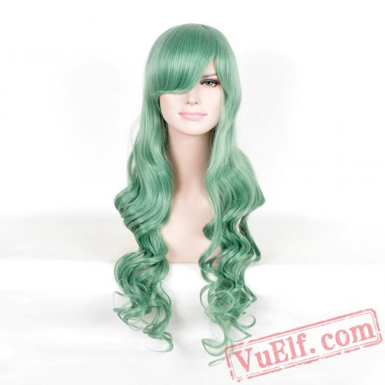 Long Curly Green Wigs for Women