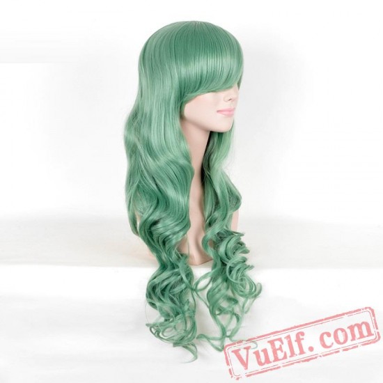 Long Curly Green Wigs for Women