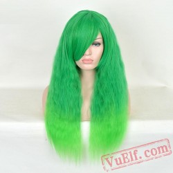 Green Long Curly Wigs for Women