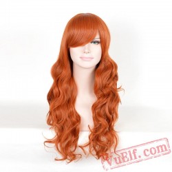 Red & Brown Long Curly Wigs for Women