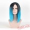 Blue & Black Long Straight Wigs for Women